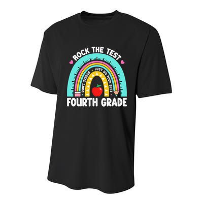Rock The Test Day 4th Grade Teacher Fourth Grade Testing Youth Performance Sprint T-Shirt