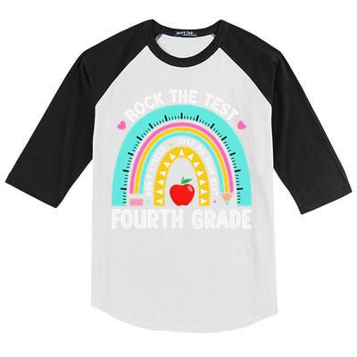 Rock The Test Day 4th Grade Teacher Fourth Grade Testing Kids Colorblock Raglan Jersey