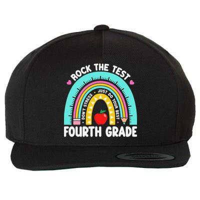 Rock The Test Day 4th Grade Teacher Fourth Grade Testing Wool Snapback Cap