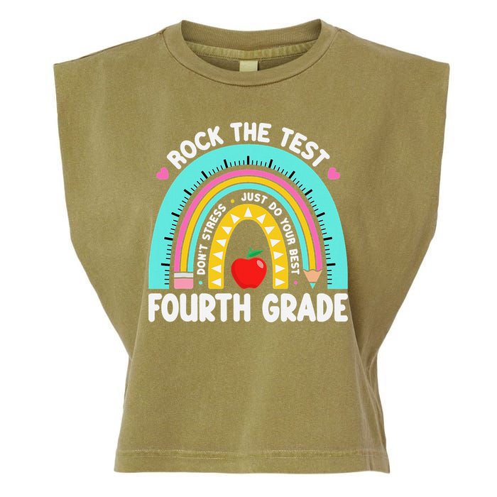 Rock The Test Day 4th Grade Teacher Fourth Grade Testing Garment-Dyed Women's Muscle Tee