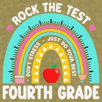 Rock The Test Day 4th Grade Teacher Fourth Grade Testing Garment-Dyed Women's Muscle Tee