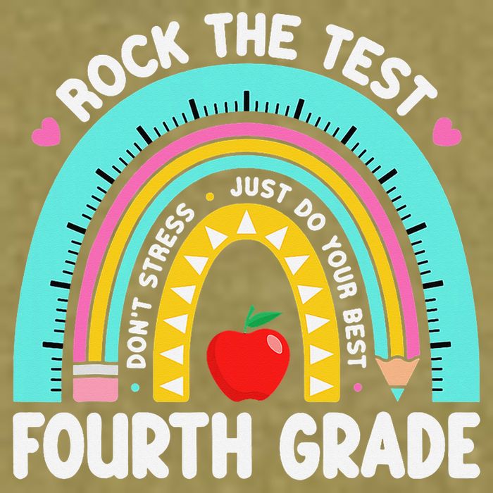 Rock The Test Day 4th Grade Teacher Fourth Grade Testing Garment-Dyed Women's Muscle Tee