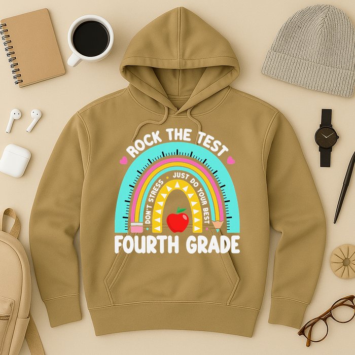 Rock The Test Day 4th Grade Teacher Fourth Grade Testing Hoodie
