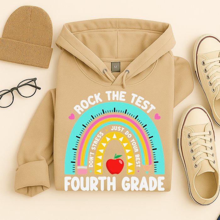 Rock The Test Day 4th Grade Teacher Fourth Grade Testing Hoodie
