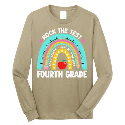 Rock The Test Day 4th Grade Teacher Fourth Grade Testing Long Sleeve Shirt