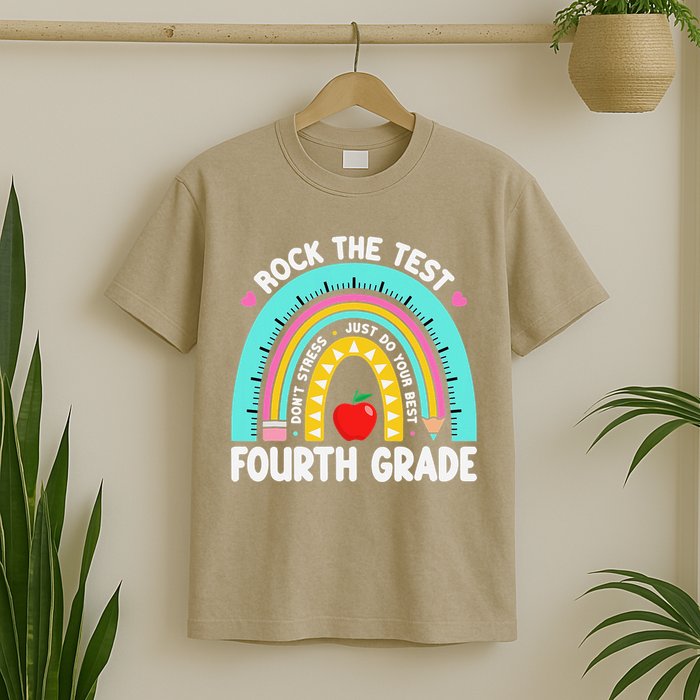 Rock The Test Day 4th Grade Teacher Fourth Grade Testing T-Shirt