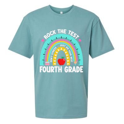 Rock The Test Day 4th Grade Teacher Fourth Grade Testing Sueded Cloud Jersey T-Shirt