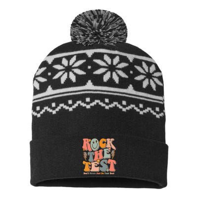 Rock The Test Testing Day DonT Stress Do Your Best Test Day USA-Made Snowflake Beanie