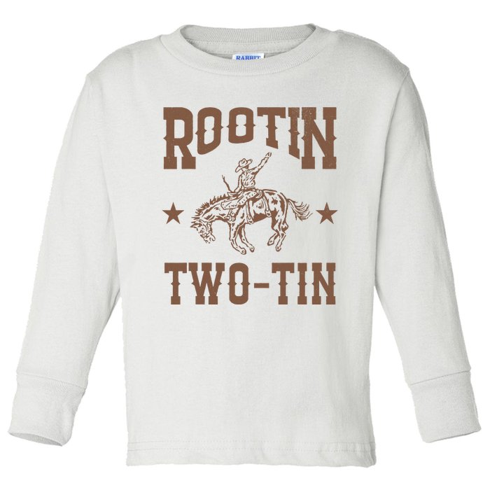 Rootin Two Tin 2nd Birthday 2 Year Old Western Cowboy Bday Toddler Long Sleeve Shirt