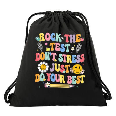 Rock The Test Do Your Best Testing Day Teacher Drawstring Bag
