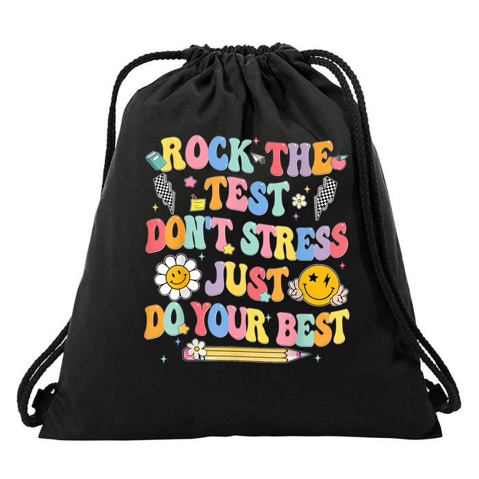Rock The Test Do Your Best Testing Day Teacher Drawstring Bag