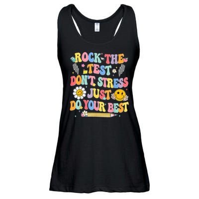 Rock The Test Do Your Best Testing Day Teacher Ladies Essential Flowy Tank
