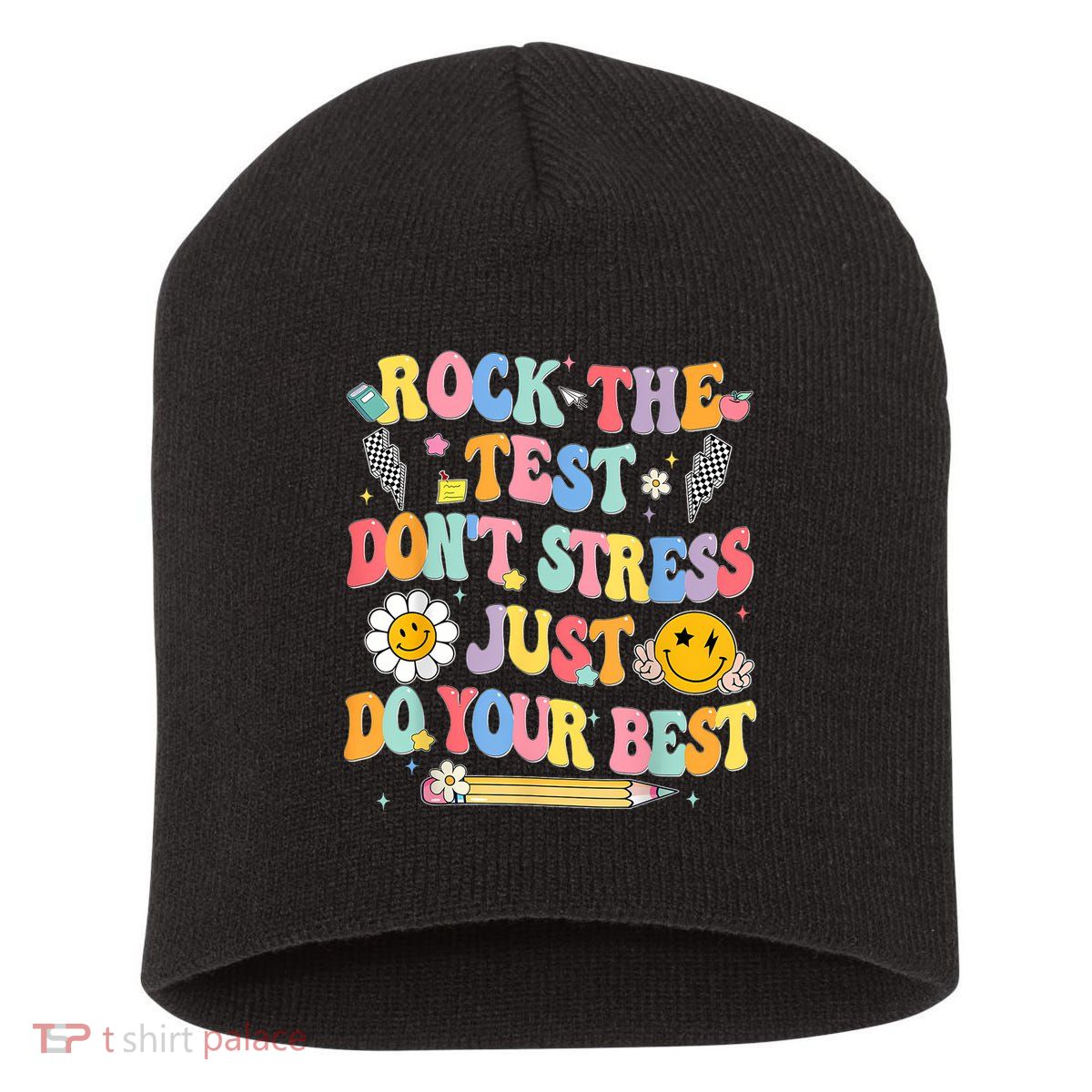 Rock The Test Do Your Best Testing Day Teacher Short Acrylic Beanie