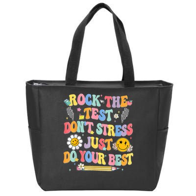 Rock The Test Do Your Best Testing Day Teacher Zip Tote Bag