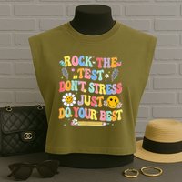 Rock The Test Do Your Best Testing Day Teacher Garment-Dyed Women's Muscle Tee