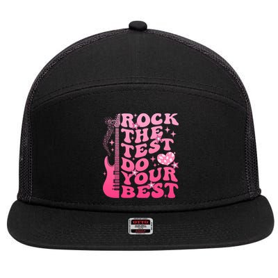 Rock The Test Do Your Best Testing Day For Teacher Student  7 Panel Mesh Trucker Snapback Hat