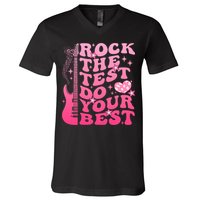 Rock The Test Do Your Best Testing Day For Teacher Student  V-Neck T-Shirt