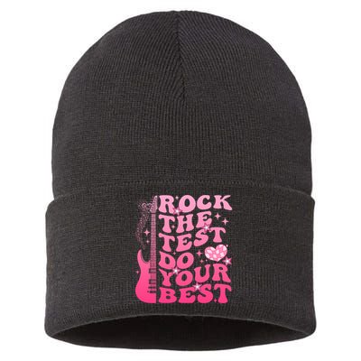 Rock The Test Do Your Best Testing Day For Teacher Student  Sustainable Knit Beanie