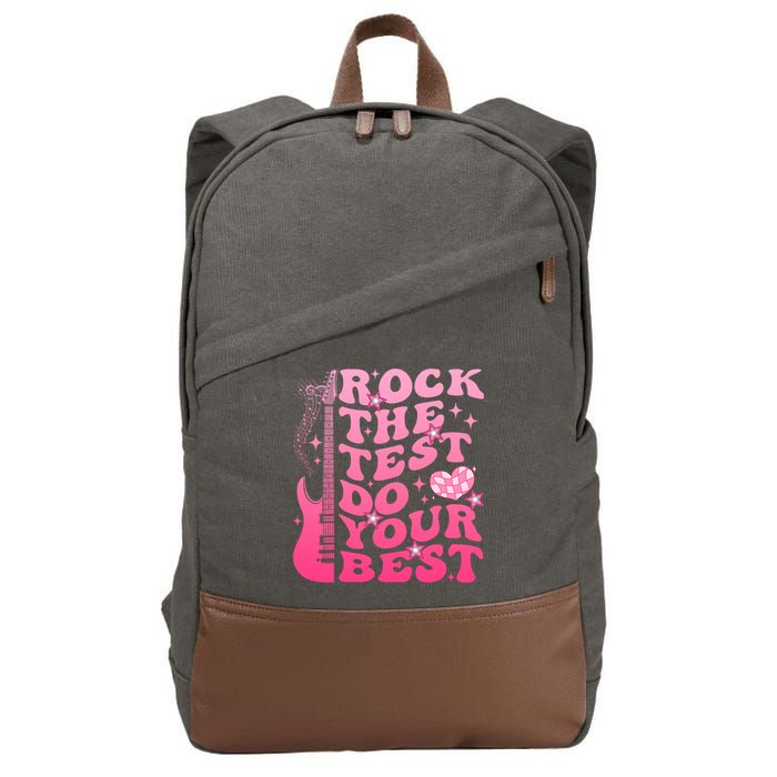 Rock The Test Do Your Best Testing Day For Teacher Student  Cotton Canvas Backpack