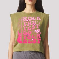 Rock The Test Do Your Best Testing Day For Teacher Student  Garment-Dyed Women's Muscle Tee