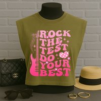Rock The Test Do Your Best Testing Day For Teacher Student  Garment-Dyed Women's Muscle Tee