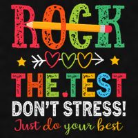 Rock The Test Don't Stress Just Do Your Best Teacher Testing Ladies PosiCharge Tri-Blend Wicking Tank