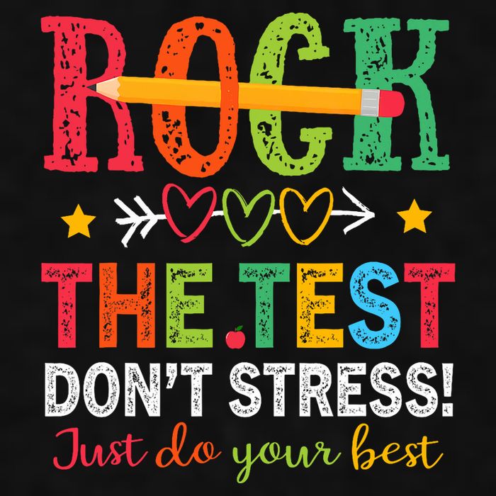 Rock The Test Don't Stress Just Do Your Best Teacher Testing Ladies PosiCharge Tri-Blend Wicking Tank