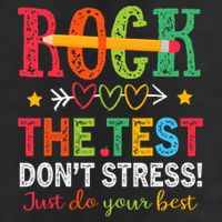 Rock The Test Don't Stress Just Do Your Best Teacher Testing Garment-Dyed Fleece Hoodie