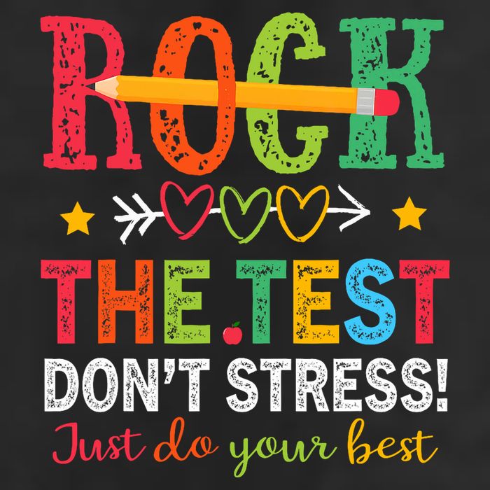 Rock The Test Don't Stress Just Do Your Best Teacher Testing Garment-Dyed Fleece Hoodie