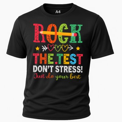 Rock The Test Don't Stress Just Do Your Best Teacher Testing Cooling Performance Crew T-Shirt