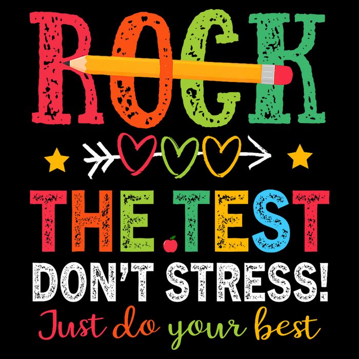 Rock The Test Don't Stress Just Do Your Best Teacher Testing Drawstring Bag