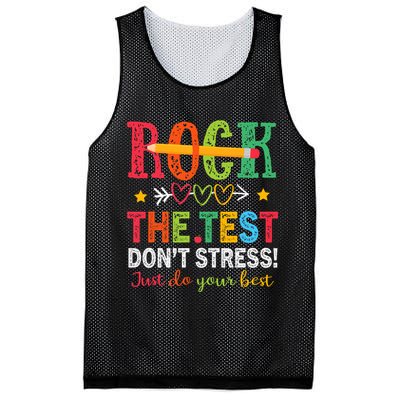 Rock The Test Don't Stress Just Do Your Best Teacher Testing Mesh Reversible Basketball Jersey Tank