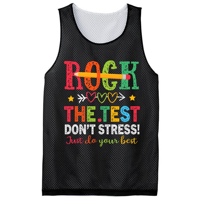 Rock The Test Don't Stress Just Do Your Best Teacher Testing Mesh Reversible Basketball Jersey Tank