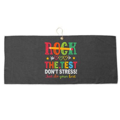 Rock The Test Don't Stress Just Do Your Best Teacher Testing Large Microfiber Waffle Golf Towel