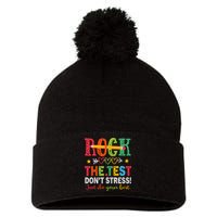 Rock The Test Don't Stress Just Do Your Best Teacher Testing Pom Pom 12in Knit Beanie