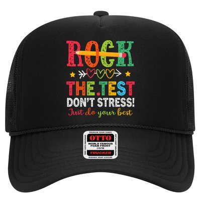 Rock The Test Don't Stress Just Do Your Best Teacher Testing Trucker Hat