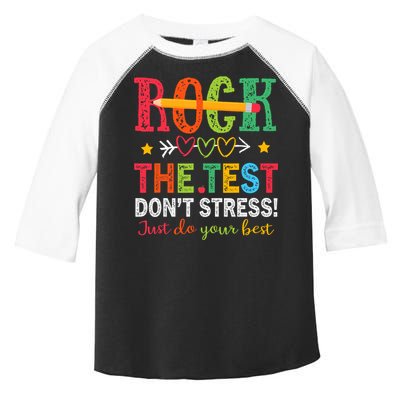 Rock The Test Don't Stress Just Do Your Best Teacher Testing Toddler Fine Jersey T-Shirt