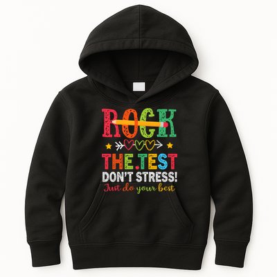 Rock The Test Don't Stress Just Do Your Best Teacher Testing Kids Hoodie