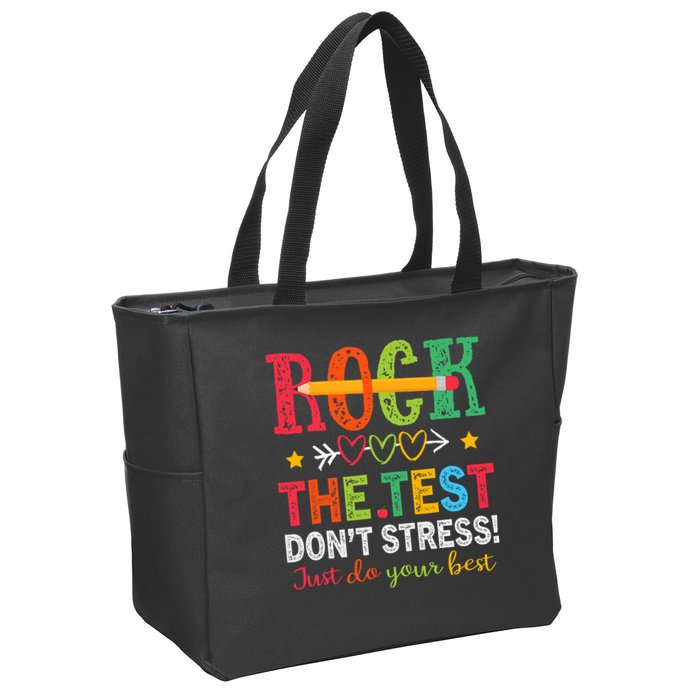 Rock The Test Don't Stress Just Do Your Best Teacher Testing Zip Tote Bag