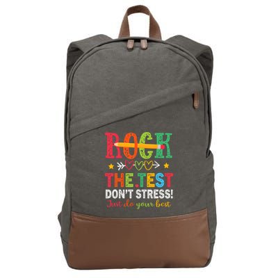 Rock The Test Don't Stress Just Do Your Best Teacher Testing Cotton Canvas Backpack