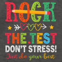 Rock The Test Don't Stress Just Do Your Best Teacher Testing Vector Backpack