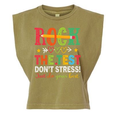 Rock The Test Don't Stress Just Do Your Best Teacher Testing Garment-Dyed Women's Muscle Tee