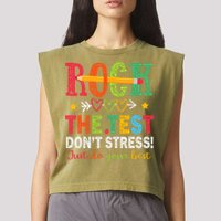 Rock The Test Don't Stress Just Do Your Best Teacher Testing Garment-Dyed Women's Muscle Tee