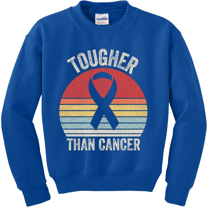 Retro Tougher Than Cancer Ribbon Breast Cancer Awareness Gift Kids Sweatshirt