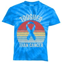 Retro Tougher Than Cancer Ribbon Breast Cancer Awareness Gift Kids Tie-Dye T-Shirt