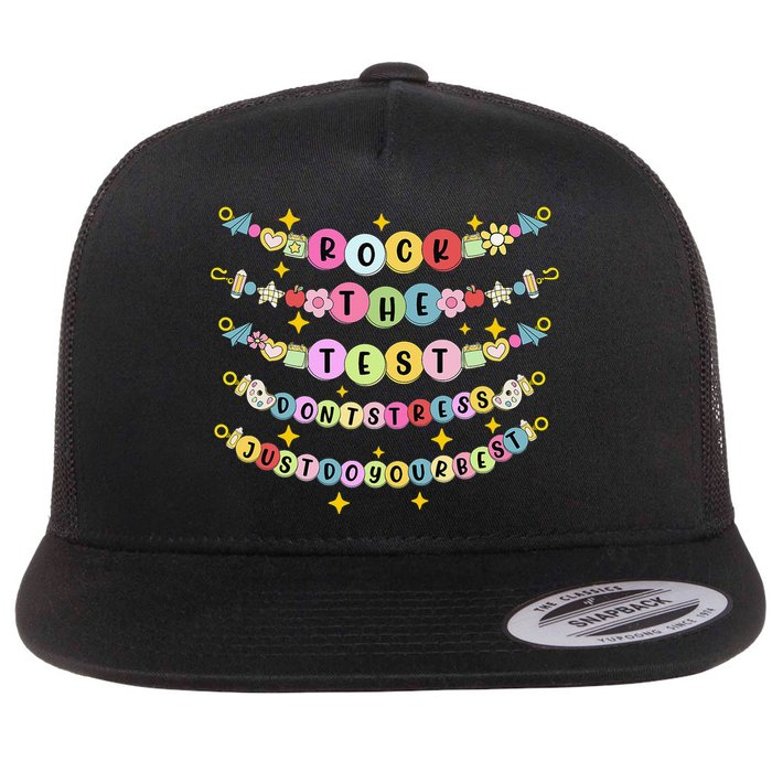 Rock The Test Day Dont Stress Just Do Your Best Bracelet Flat Bill Trucker Hat