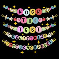 Rock The Test Day Dont Stress Just Do Your Best Bracelet Flat Bill Trucker Hat