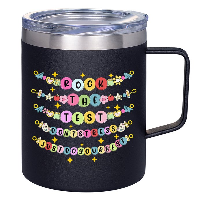 Rock The Test Day Dont Stress Just Do Your Best Bracelet 12oz Stainless Steel Coffee Mug