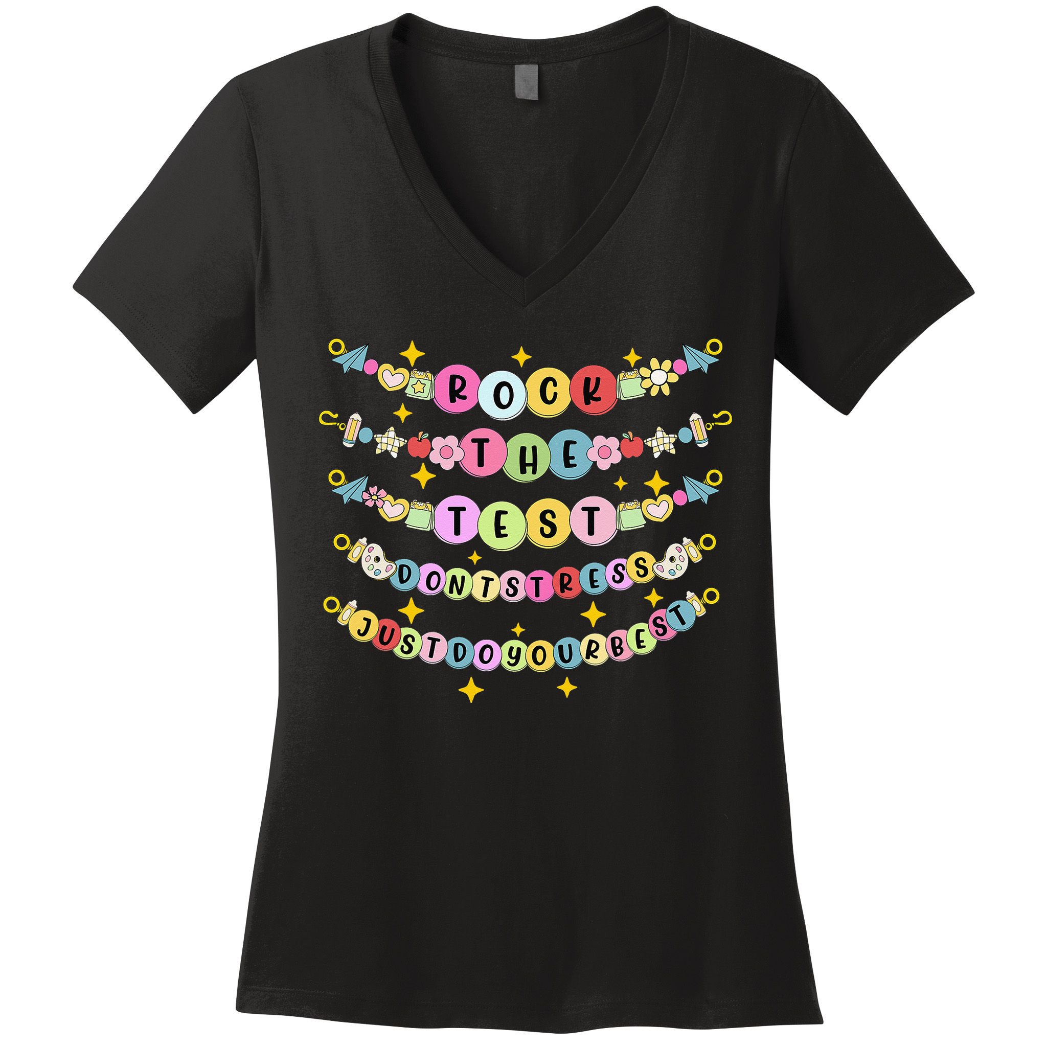 Rock The Test Day Dont Stress Just Do Your Best Bracelet Women's V-Neck T-Shirt