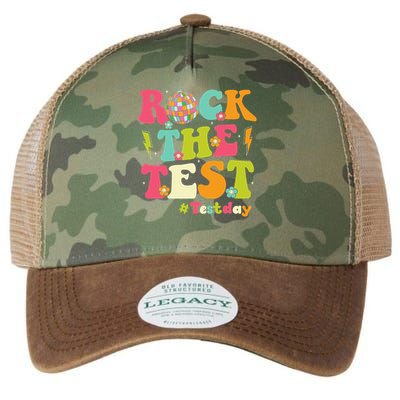 Rock The Test Testing Day Retro Smile Face Teacher Student Legacy Tie Dye Trucker Hat